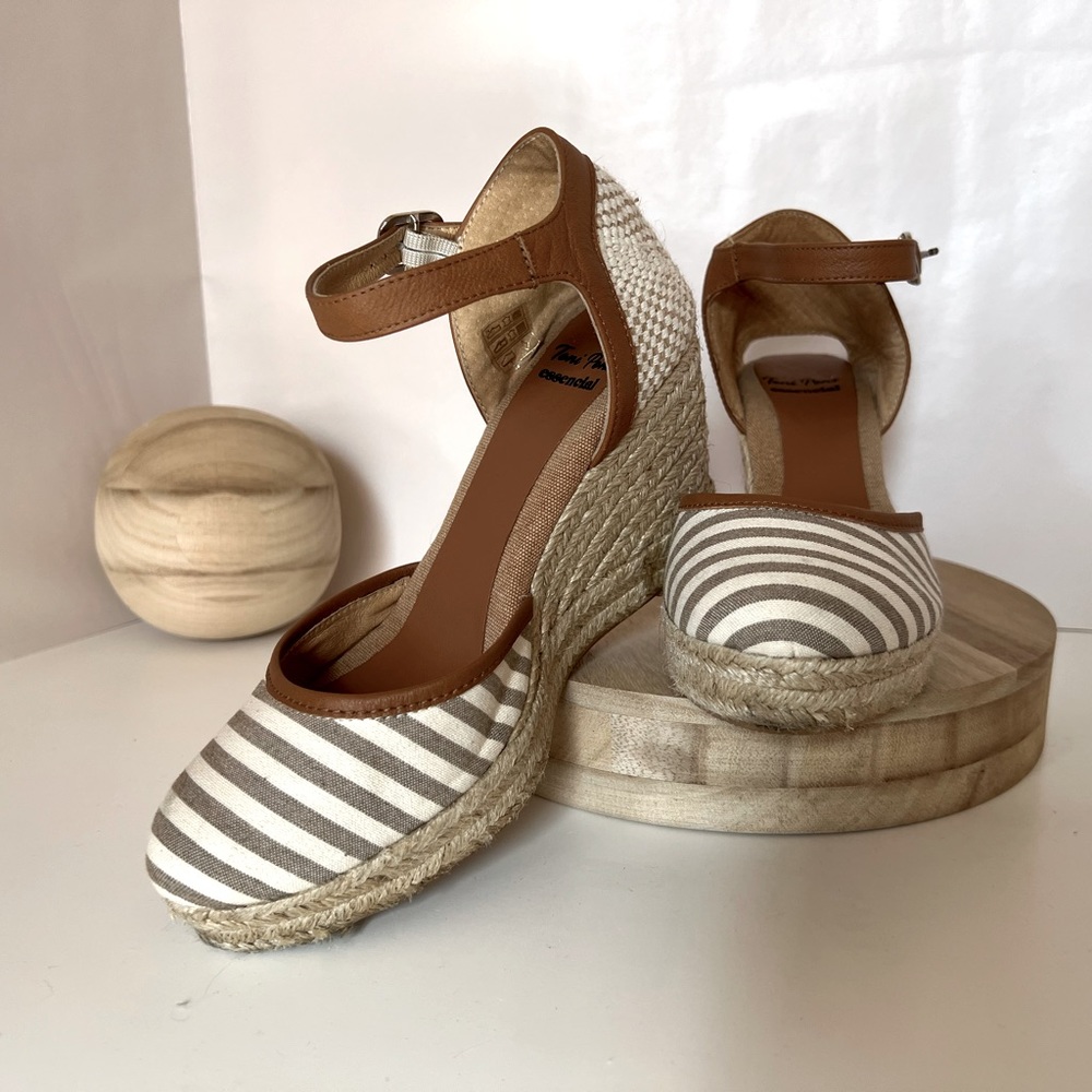 Toni Pons Striped Jute wedge espadrilles with buckle size EURO 36 or 5.5 US